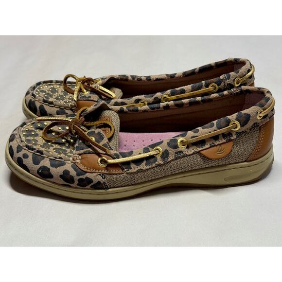 Sperry Top-Sider Leopard Print Boat Shoes Women's Size 9 Coastal Studded Loafers - Picture 6 of 8